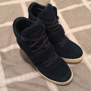ASH petroleum blue wedge sneakers
